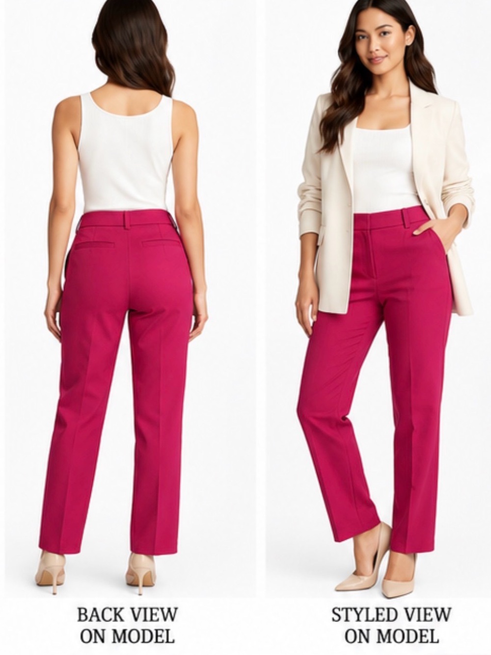 Banana Republic Sloan Pants Petite 4 Fuchsia Pink Stretch Ankle 25.5” Inseam